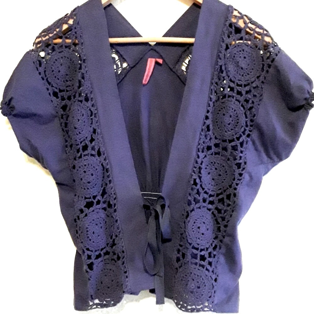 Anthropologie/One September Crochet Embellished Top